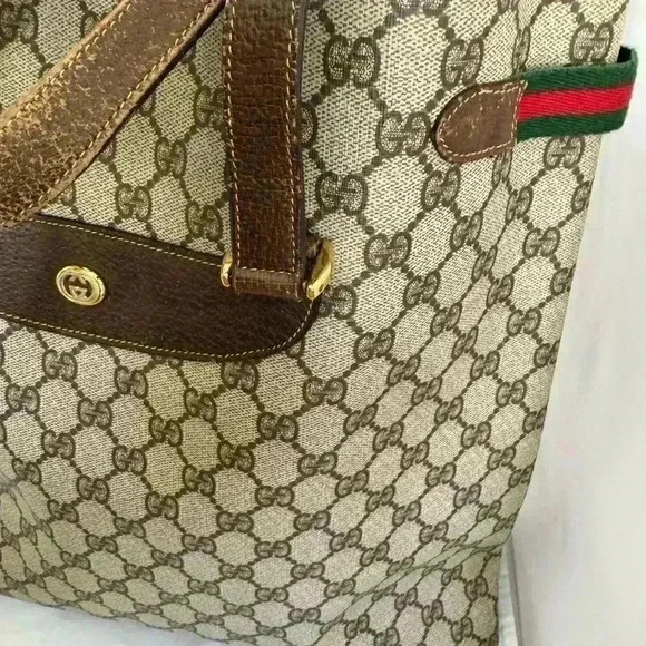 GUCCI Web Sherry Line Shoulder Tote Bag GG PVC, Vintage Authenticated - Picture 13 of 17